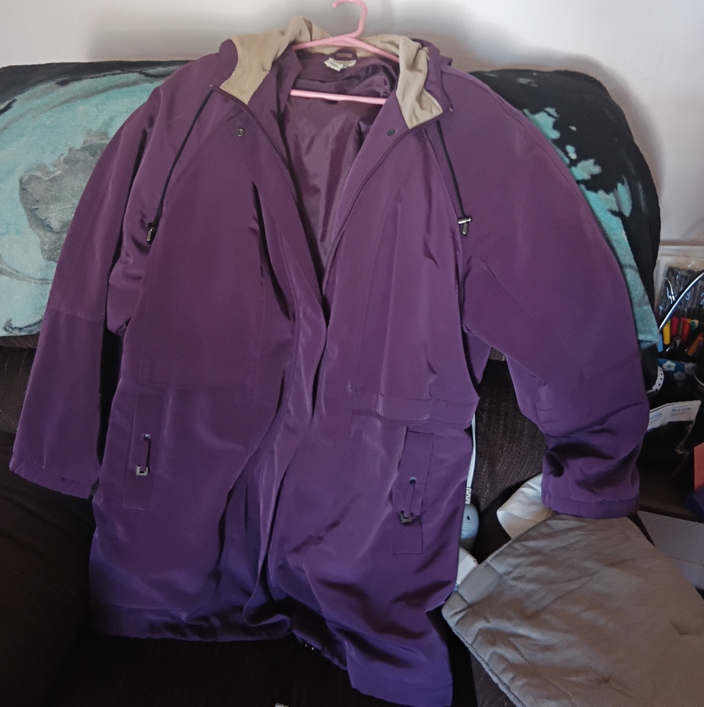 Classic Elements Deep Purple Jacket With Beige Ac… - image 1